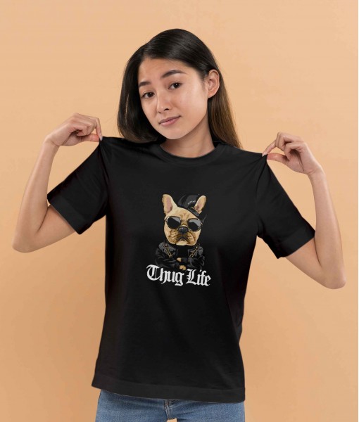 Дамска тениска с щампа Арт Thug life dog